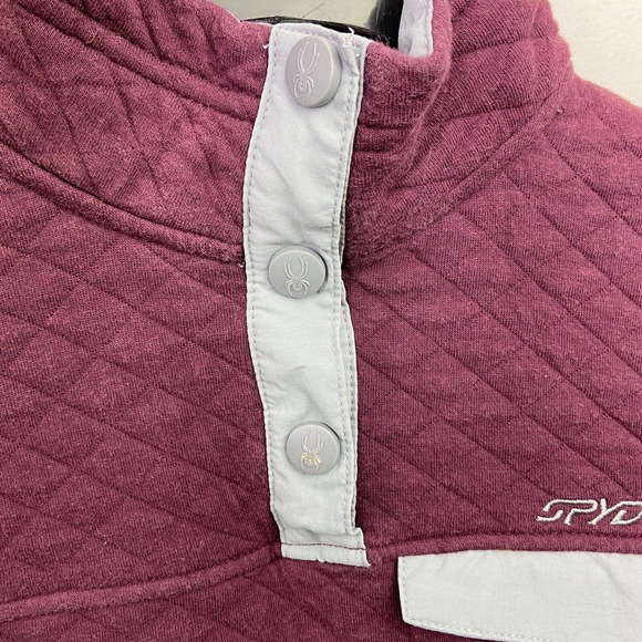 Spyder Girl's Small Jacket Purple Quilted High Neck Button Pullover Flaw AM30 - Picture 3 of 7